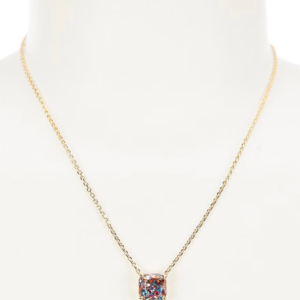 Kate Spade New York Gold-Tone Square Glitter Stone Mini Pendant Necklace 17" NWT - Picture 3 of 6
